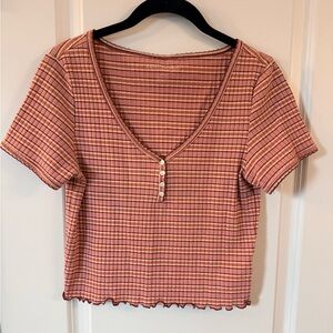 American Eagle Outfitters Pink Striped Crop Top (size medium)